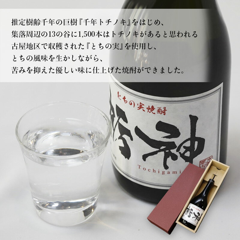 【ふるさと納税】 限定生産 とちの実を使った焼酎「栃神」720ml×2本 焼酎 贈答 プレゼント 贈り物 とちの実 栃の実 お土産 綾部 京都