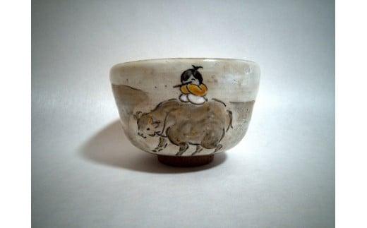 京都 伝統 工芸品 清水焼 騎牛帰家を描いた茶碗