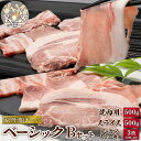 【ふるさと納税】 京丹波ぽーく(ベーシック)Bセット 合計約1.5kg スライス 各500g トンカツ・ステーキ用 3枚(500g相当)(セット 冷凍 京丹波町...
