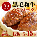 【ふるさと納税】 訳あり 選べる個数 国産 A5 黒毛和牛 手ごね ハンバーグ120g×5~15個 小分け 個包装 冷凍 牛肉 お弁当 高級 ギフト 人気 ワケ...