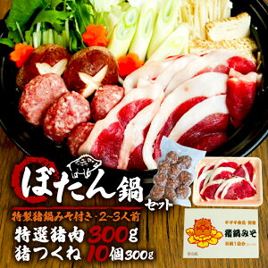 【ふるさと納税】 ぼたん鍋 特選猪肉300g+猪つくね10個 特製猪鍋みそ付き 2~3人前 ( ジビエ ぼたん鍋 猪鍋 猪肉 しし肉 いのしし 鍋 天然 京都 和束町 味噌 鍋セット セット ジビエ料理 肉 お取り寄せ ふるさと納税鍋 ふるさと納税ぼたん鍋 )