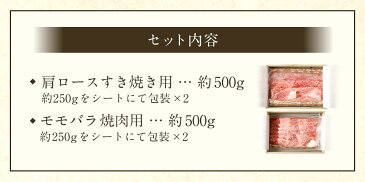 【ふるさと納税】牛肉 詰め合わせ 約1kg ( 肩 ロース すき焼き 500g ・ モモ バラ 焼肉 500g ) 和牛 肉 国産肉 京都肉 脂身 赤身 逸品 お取り寄せ グルメ ご当地 ギフト お祝い 内祝い モリタ屋 京都府 京都市