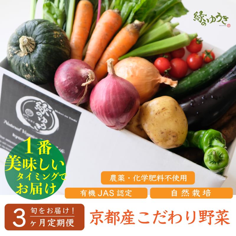 楽天京都府京都市【ふるさと納税】＜3か月定期便＞【緑のゆうき】野菜の売上の1％が社会の応援に　京都産こだわりの野菜（有機野菜、栽培期間中農薬・化学肥料不使用など）の一番美味しいタイミングでお届けするセット（2024年7月、11月、12月の計3回）