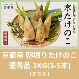 【ふるさと納税】【筍農家】京都産 朝堀りたけのこ 優秀品 3KG(3-5本)｜京都 筍 タケノコ 野菜 逸品 お取り寄せ グルメ 春 ご当地 京都府 京都市 朝掘り