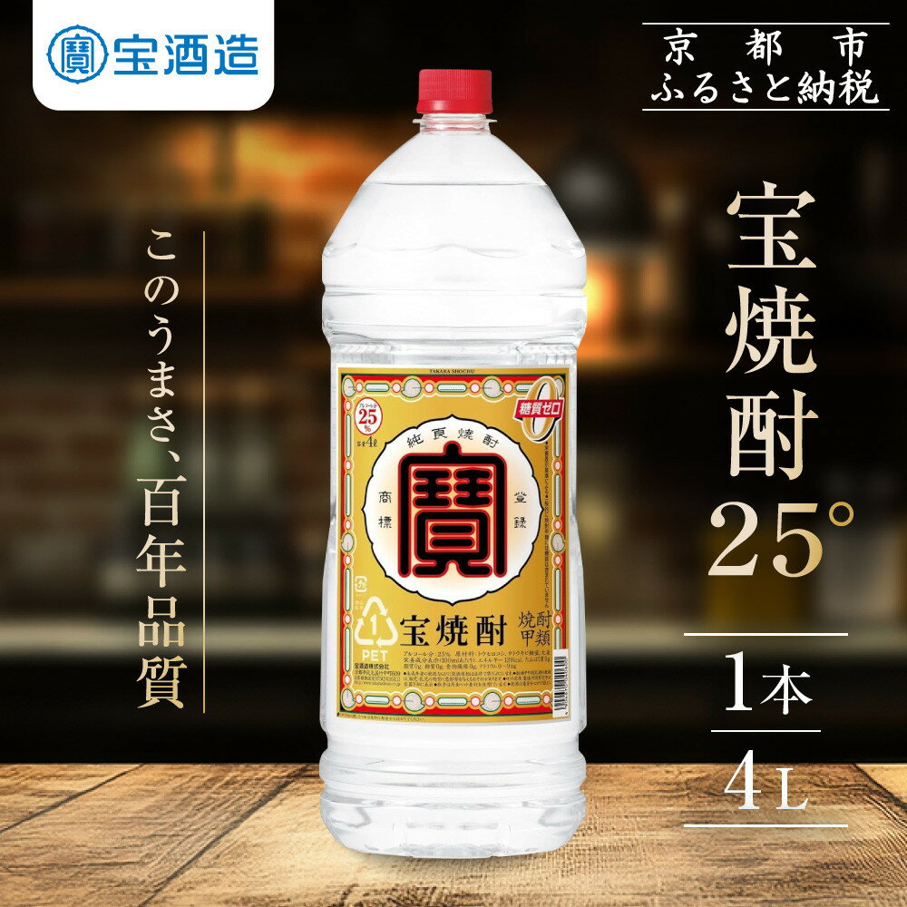 【ふるさと納税】【タカラ】宝焼酎25°4L×1本 エコペットN|焼酎 宝焼酎 本格焼酎 [ 京都 タカラ 焼酎 大容量 4L 人気 おすすめ お酒 焼酎 酎ハイ...