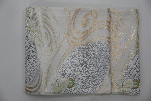 【ふるさと納税】【西陣活性化を応援!】西陣織袋帯(菊花流苑文・白)│京都市 京都 西陣織 着物 帯 ギフト 贈答 誕生日 成人式