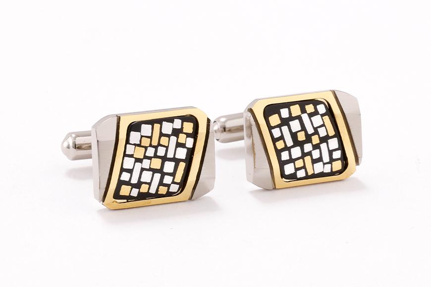 【ふるさと納税】【中嶋象嵌】カフス　幾何学模様 | カフス贈り物 ギフト ビジネス ファッション 男性 象嵌 伝統 工芸 中嶋象嵌