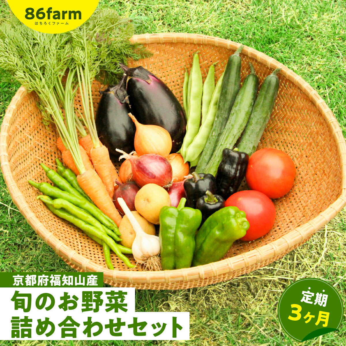 京都府福知山産 旬のお野菜詰め合わせセット(定期便3カ月) ふるさと納税 旬の野菜 詰め合わせ セット 栽培期間中農薬 肥料不使用 京都府 福知山市