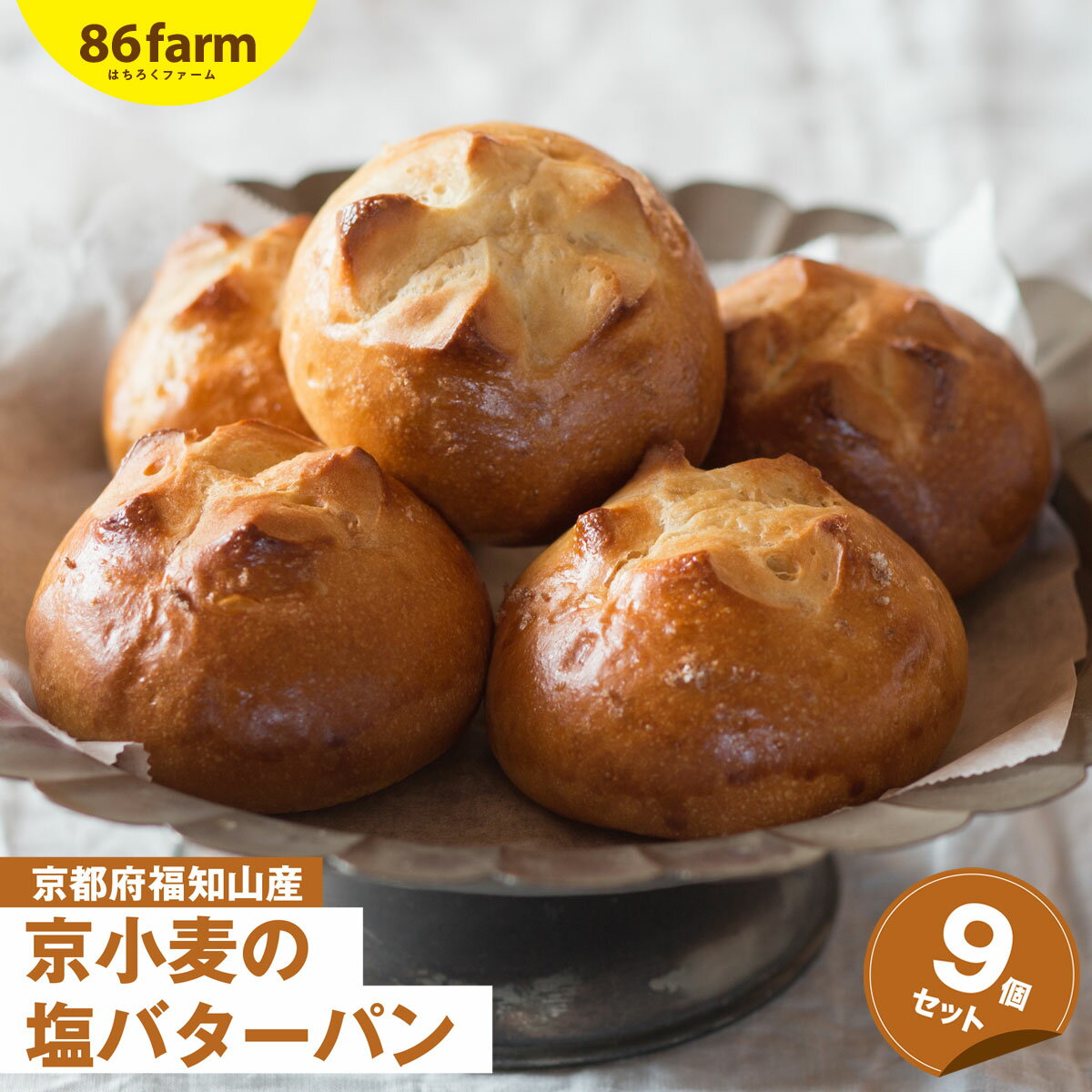 【ふるさと納税】京小麦の塩バターパン 9個セット / パン ぱん 塩バターパン 京小麦 卵 福知山産 塩 釜炊き 食事 おやつ 9個セット 京都府 福知山市 FCAM011