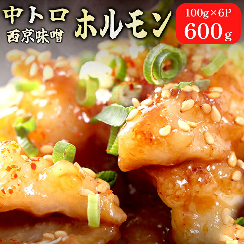 【ふるさと納税】 ホルモン 焼肉 シマ腸 中トロホルモン 西京味噌焼き 600g 100g×6 【送料無料】 小分け 焼き肉 BBQ 冷凍 ホルモン 中トロ 西京味噌 味付け肉 牛ホルモン 人気 好評 上級者向け 脂 贈答 熨斗 幸福亭