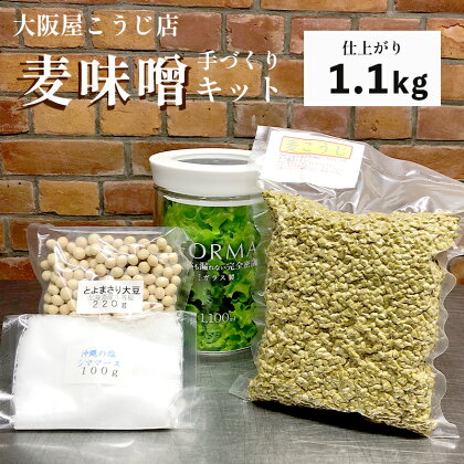 大阪屋こうじ店 手作り 麦味噌 キット 容器付 【送料無料】 生こうじ 麹 味噌 麦味噌 田舎味噌 味噌 手づくり 自分で作る セット キット 食育 仕込み 無添加 発酵食品 調味料