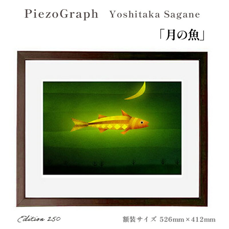 【ふるさと納税】相根良孝 ピエゾグラフ 絵画「月の魚」 額装サイズ526mmx412mm 額縁付き アート インテリア 現代版画 出産祝い 進学祝い 成人祝い 就職祝い 退職記念 結婚祝い 結婚記念のお祝い お誕生日 長寿のお祝い 新築祝い 開業のお祝い 綾部 京都【送料無料】