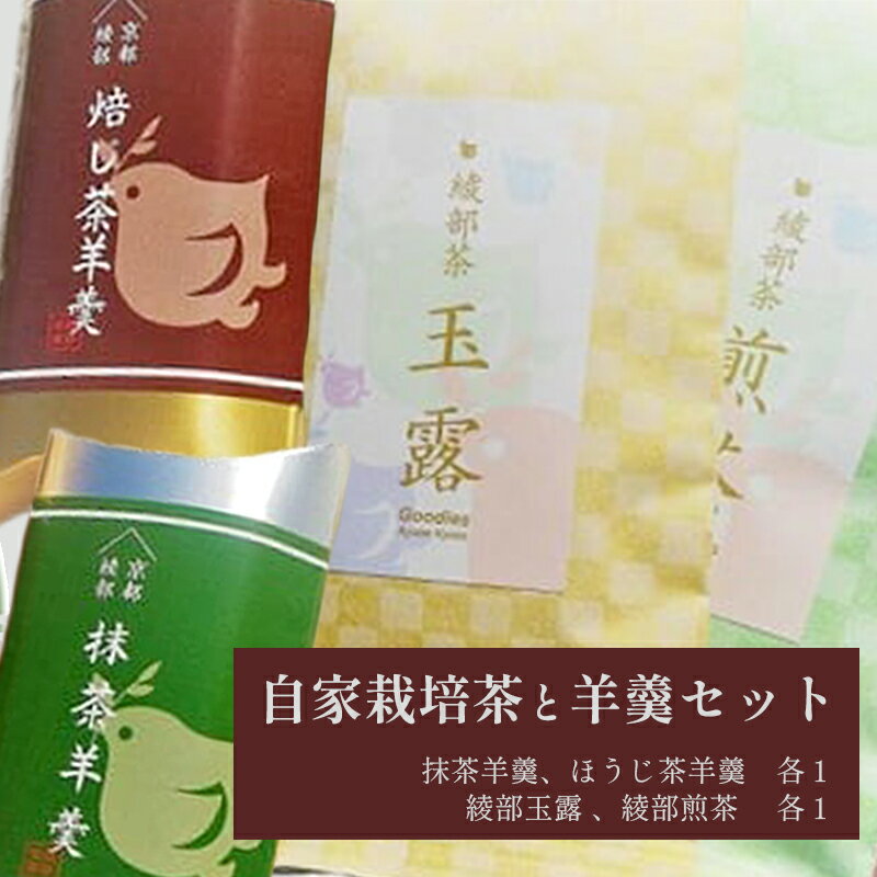 茶園の自家栽培茶と特製綾部茶ようかんのセット( 抹茶ようかん / ほうじ茶ようかん / 綾部玉露 / 綾部煎茶 )[ 国産 農家直送 日本茶 茶 お茶 綾部茶 ようかん 羊羹 ギフト お茶請け 贈り物 プレゼント 和菓子 セット 贈答品 お土産 スイーツ 京都 綾部 ]