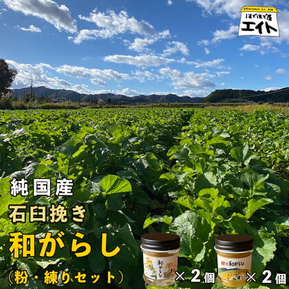 純国産石臼挽き和がらし 4個セット（ 粉和がらし2個 / 練り和がらし2個 ）【 国産 からし 和辛子 辛子 石臼挽き セット 和がらし 詰め合わせ ギフト 農家直送 贈答 プレゼント 京都 綾部 】