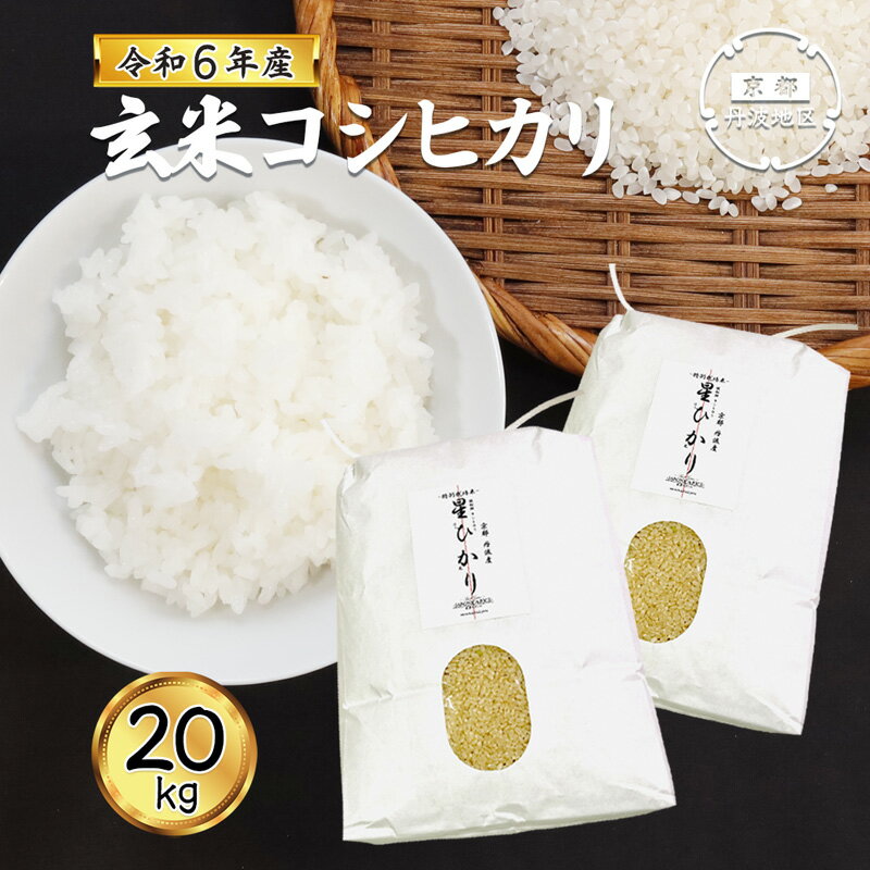 【ふるさと納税】【先行予約・令和6年産】新米 コシヒカリ玄米20kg（10kg×2袋） 【 丹波産 特別栽培米 星ひかり れんげ米 星原ファーム 綾部 京都 丹波 玄米 こしひかり お米 米 20キロ 大容量 農家直送 】