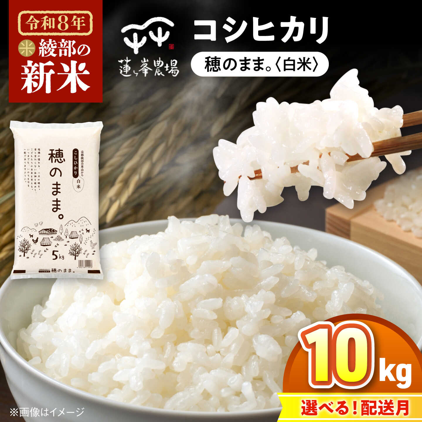 【順次発送】穂のまま コシヒカリ 白米 10kg（5kg×2袋） / 米 お米 精米 京都府産 綾部市 / 株式会社For youふぁーむ[BSCA036]
