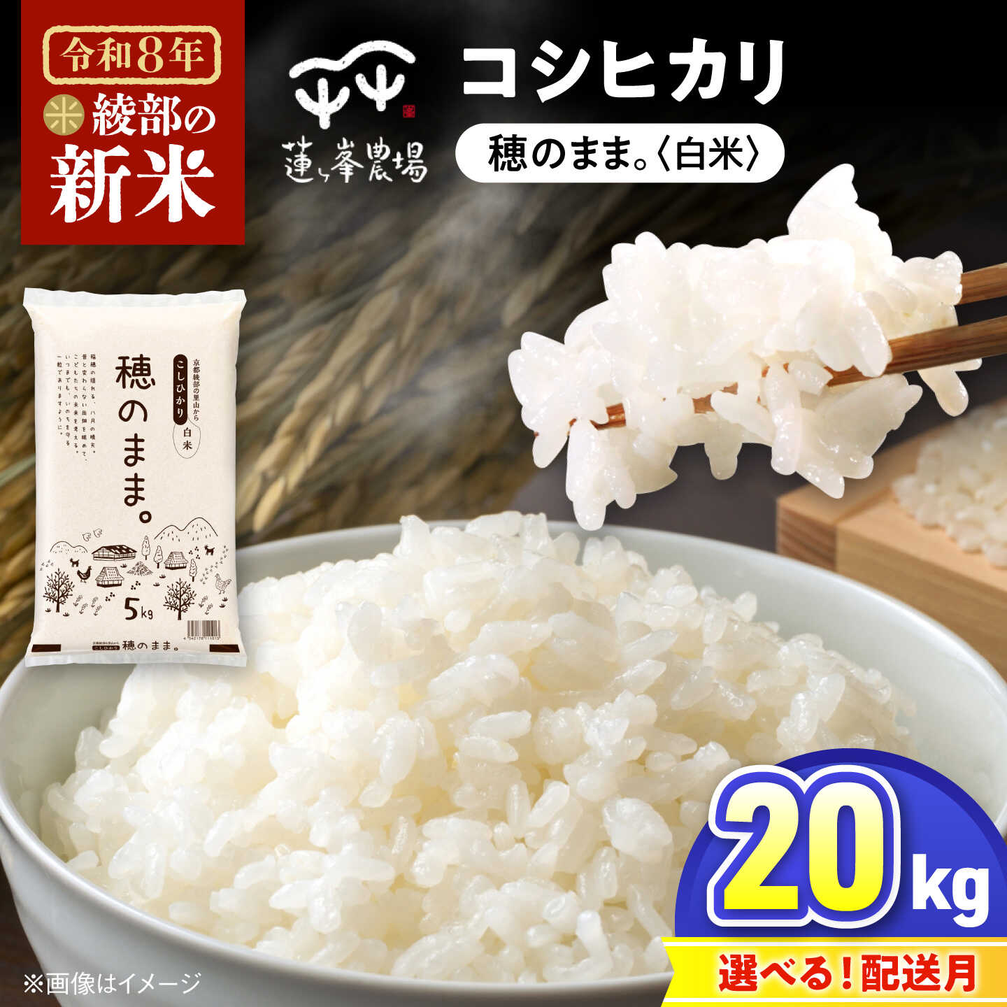 【順次発送】穂のまま コシヒカリ 白米 20kg（5kg×4袋） / 米 お米 精米 京都府産 綾部市 / 株式会社For youふぁーむ[BSCA038]