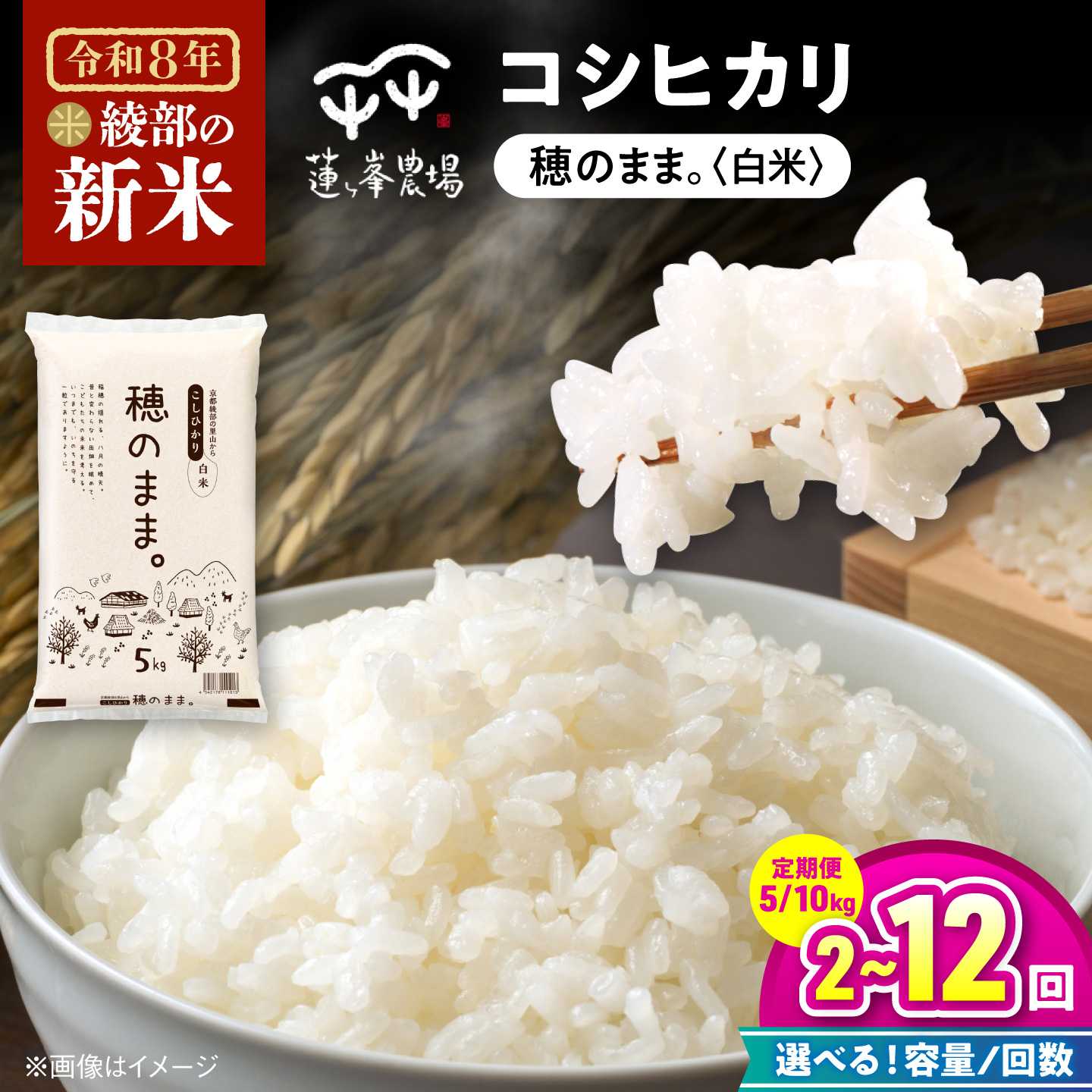 【定期便 全2回】穂のまま コシヒカリ 白米 5kg×2回（計10kg） / 米 お米 精米 京都府産 綾部市 / 株式会社For youふぁーむ[BSCA039]