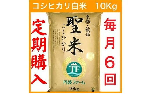 人気ランキング第35位「京都府綾部市」口コミ数「0件」評価「0」【定期便6回】【毎月15日お届け】京都府産コシヒカリ 白米 60kg(10kg×6回) 定期便 お米 米 白米 精米 こしひかり 国産 京都 綾部【送料無料】