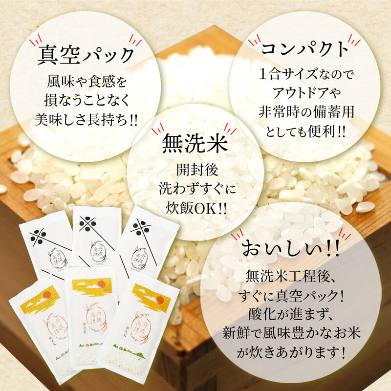 【ふるさと納税】≪選べる内容量≫ R7年度産 無洗米コシヒカリ 一合 150g小分け真空パック（ 5パック / 10パック / 15パック ）無洗米 個包装 コシヒカリ こしひかり 無洗 お米 米 ふるさと無洗米 農家直送 アウトドア キャンプ 備蓄用 備蓄米 非常食 丹波 綾部 京都