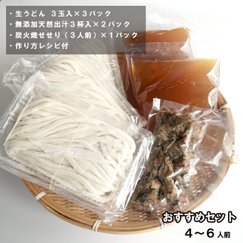 【ふるさと納税】国産小麦 純手打ち うどんセット（4~6人前） 【 国産 うどん 手打ち 生麺 生うどん 手打ち麺 せせり 冷凍 セット 竹松うどん 京都 綾部 】