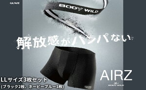 【ふるさと納税】BODYWILD AIRZ ボクサーパンツ LLサイズ 3枚セット ブラック2枚 ネービーブルー1枚 ファッション 服 下着 グンゼ GUNZE LL ボクサー パンツ メンズ シンプル 父 旦那 彼氏 【宮津市】 お届け：商品のお届けまで最長3ヶ月～4ヶ月