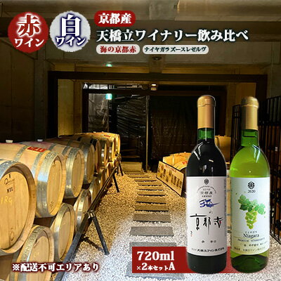 【ふるさと納税】 赤ワイン ・ 白ワイン 京都産 天橋立ワイナリー 飲み比べ 720ml×2本セットA（ 海の京都赤 辛口 、2021ナイヤガラ ズースレゼルヴ やや甘口 ）　【 お酒 晩酌 ブドウ酒 フルーティー 果実味 酸味 芳醇な香り 深み 】のサムネイル
