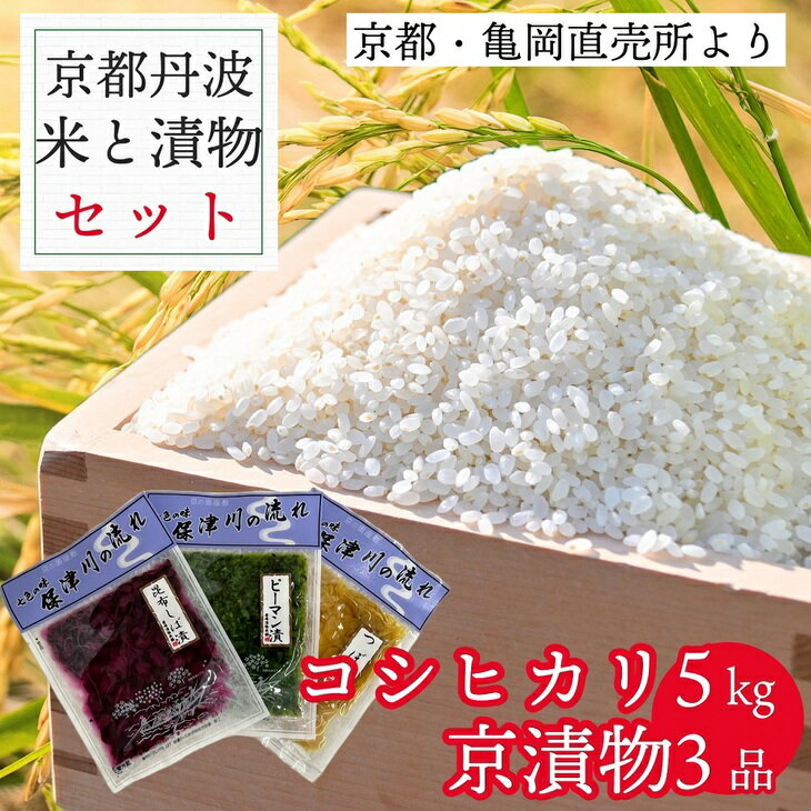 14位! 口コミ数「0件」評価「0」訳あり コシヒカリ 5kg ＆ 漬け物 3種 米・漬物セット 佐伯の里の源流米 農家直送 亀岡 新鮮野菜 京都丹波産 家計応援 生活応援※北･･･ 