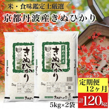 訳あり 京都丹波産 きぬひかり 10kg(5kg×2)×12ヶ月 計120kg ※米食味鑑定士厳選 ※精米したてをお届け【京都伏見のお米問屋が精米】【12回定期便】《コロナ支援 緊急支援 米 令和5年産 新生活》※北海道・沖縄・離島への配送不可