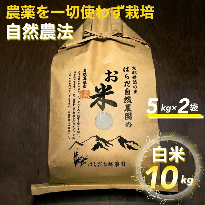 【ふるさと納税】自然農法＜農薬を一切使わず栽培＞白米10kg（5kg×2袋）精米した...