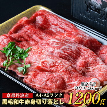 【ふるさと納税】【訳あり 緊急支援】京の肉 ひら山厳選 京都産 黒毛和牛(A4,A5) 赤身 切り落とし スライス 1kg＋200g 増量 計1.2kg 発送月選択≪コロナ支援 不揃い 和牛 牛肉 国産 丹波産 冷凍 ふるさと納税牛肉≫☆月間MVPふるさと納税賞 第1号（2020年10月）受賞 亀岡市