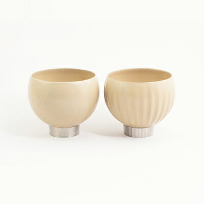 【手作り漆器】sukuf ivory(ペア)漆器×金属 湯呑・ぐいのみ・小鉢/天然木・本漆・摺漆 【食器・湯呑・酒器・日用品・手作り漆器・ステンレス】