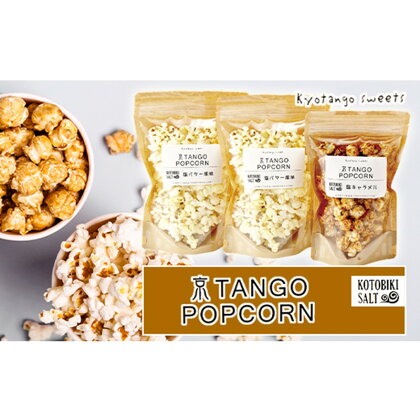 丹後地域優秀産品受賞★ 京TANGO　POPCORNセット（塩バター風味2個・塩キャラメル1個） ポップコーン 塩キャラメル 塩バター お菓子 おやつ セット 子ども 子供 生産者応援 送料無料