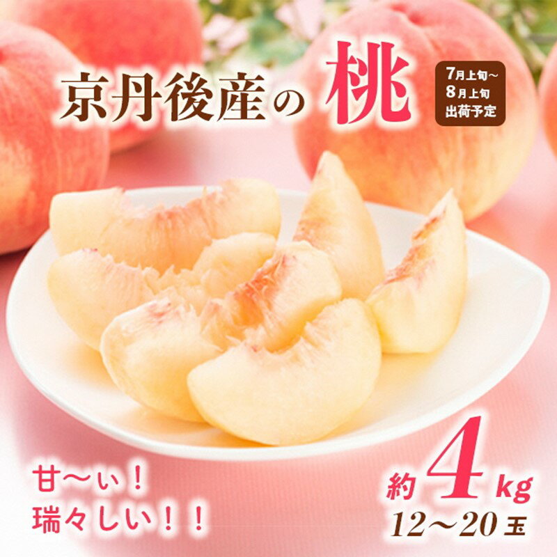 【ふるさと納税】 【先行予約／数量限定10】甘～ぃ ジューシー 京丹後産 桃4kg 12～20玉 2024年7月中旬～発送 フルーツ 果物 くだもの モモ もも 甘い 4キロ きろ 糖度 国産 京都 ふるさと 納…