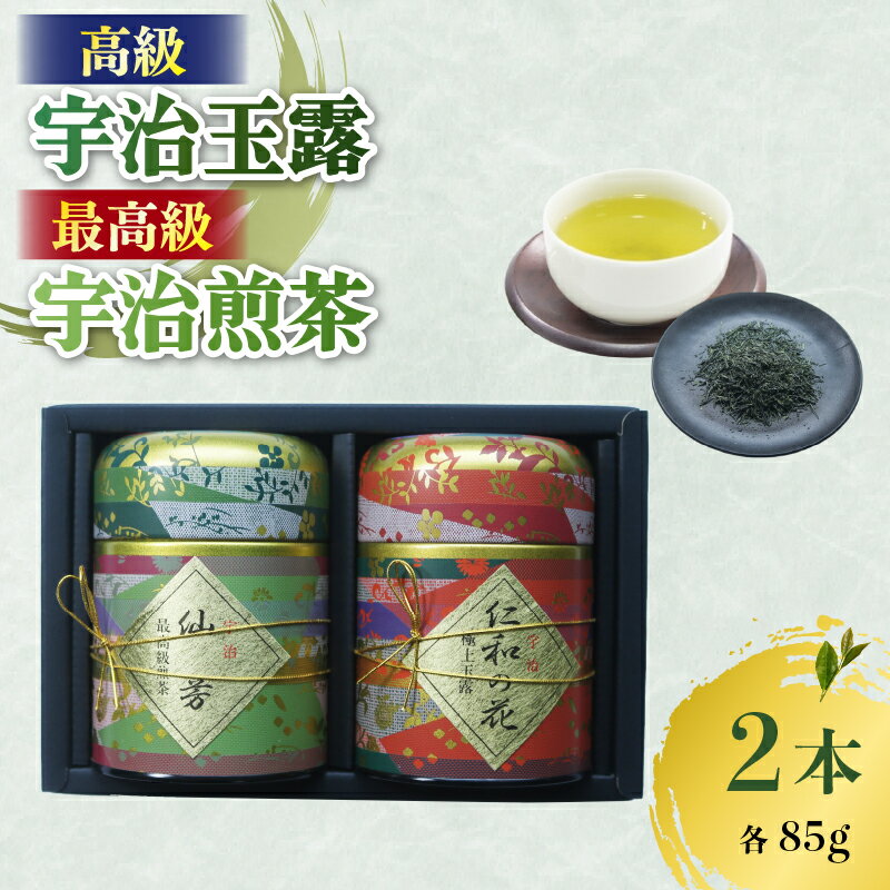 高級 宇治玉露 ・ 最高級 宇治煎茶 各85g缶入り 詰め合わせ セット 茶葉 旨み 香り 日本茶インストラクター厳選 お茶 日本茶 国産 飲料 高級 最高級 京都府[014]