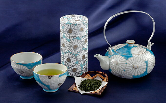 【ふるさと納税】清水焼白菊茶器セット　【お茶 緑茶 工芸品 食器】