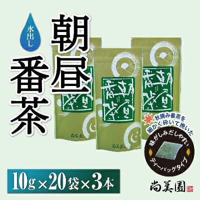 宇治・水出し朝昼番茶ティーバッグ 10g×20袋入×3本 [お茶 緑茶 ティーバッグ 水だし]