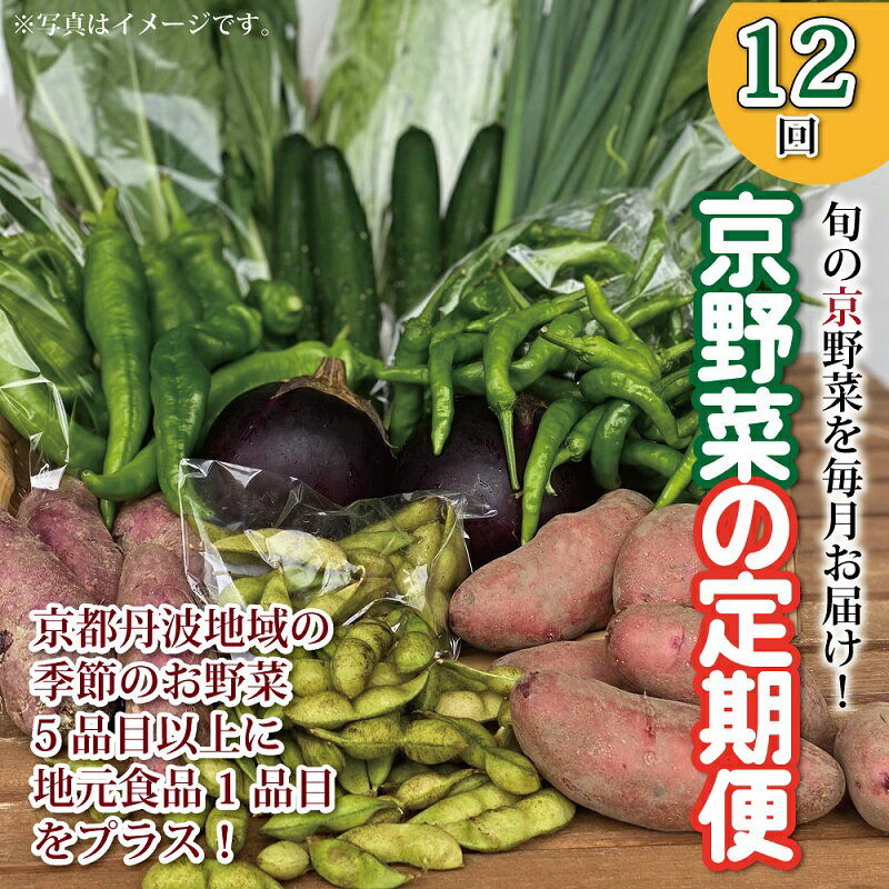 [定期便]旬の京野菜と地元食品の詰め合わせ 1年間 毎月お届け[ 新鮮 旬野菜 季節の野菜 野菜 京野菜 地元野菜 詰め合わせ セット ] ※北海道・東北・沖縄は配送不可