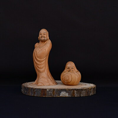 [(有)木下彫刻工芸]達磨(小)彫刻置物2個セット