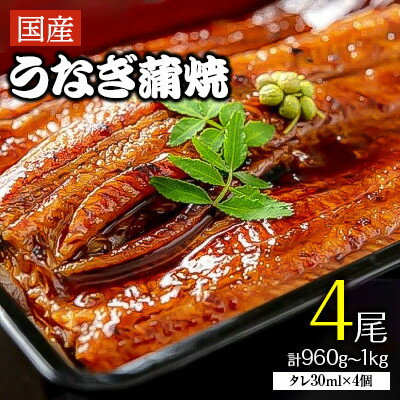 【ふるさと納税】「国産うなぎ蒲焼(特大サイズ)」4尾(960g～1kg)【配送不可地域：離島】【1228657】