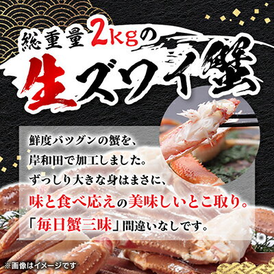 【ふるさと納税】巨大　生ズワイ蟹　5L　2kg【配送不可地域：離島】【1260974】