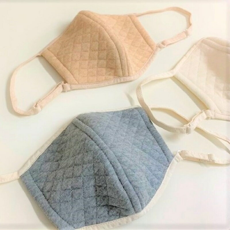 マスク オーガニックコットン中綿以外使用 キルト立体マスク 各1色3個セット