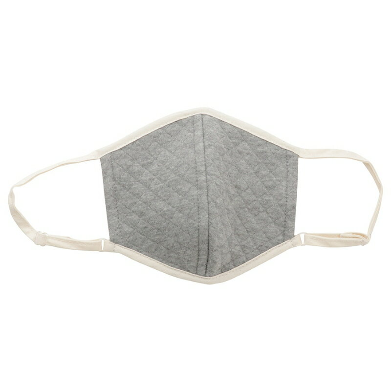 [グレー]マスク オーガニックコットン中綿以外使用 キルト立体マスク 2個セット