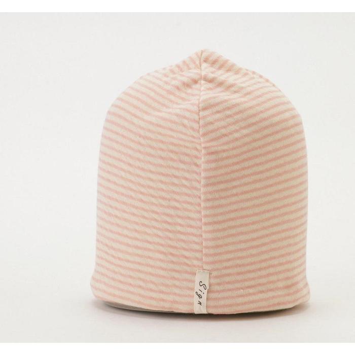 [ピンク]室内用帽子 オーガニックコットン ボーダーシャロット