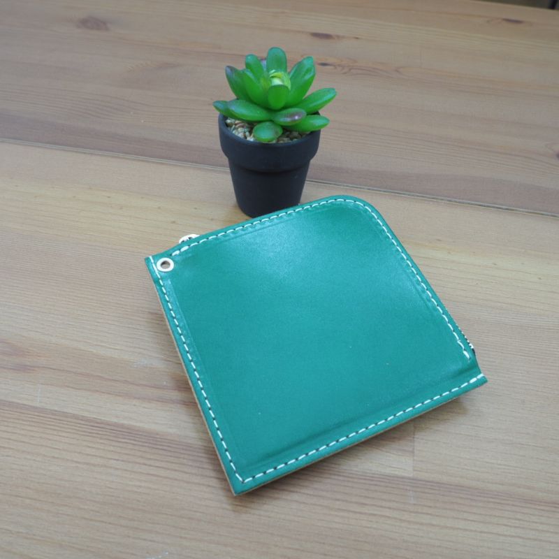財布 プチウォレット [ディープグリーン] 革 ( 縦約11cm × 横約11cm × 厚さ約1.0cm )