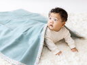 【ふるさと納税】名入れ可 綿100% ベビー毛布 (アッシュグリーン/花) 85×115cm 毛布の町泉大津市産|綿100% オールシーズン 洗える 洗濯可能 ...