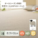 【ふるさと納税】天然ウール100%の 防炎 カーペット 1枚 3帖 グレー 約176×261cm 600023830｜防炎 防ダニ 抗菌加工 防音 オールシーズン ウールカーペット インテリア 天然素材 [3542] 1