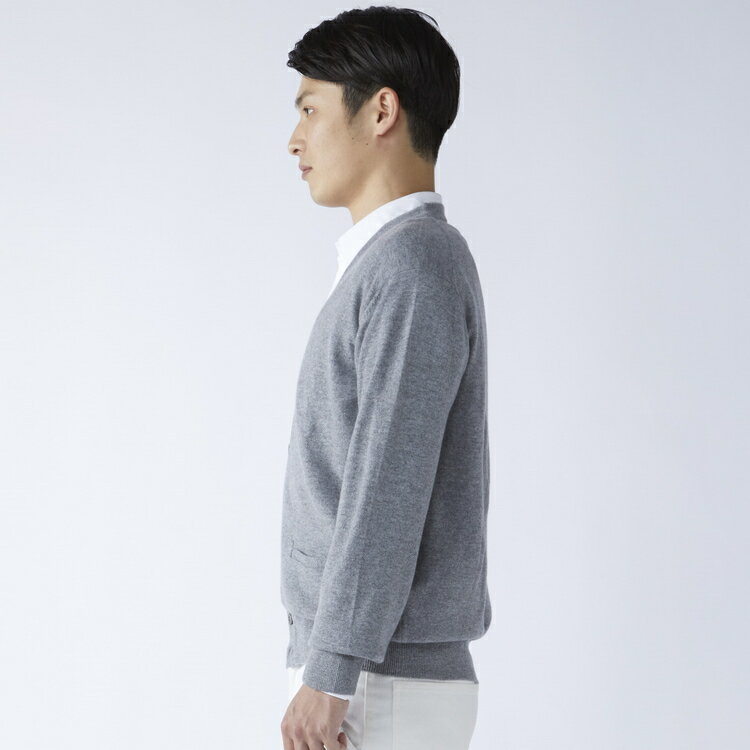 【ふるさと納税】日本製 カシミヤ100% カーディガン ライトグレー Lサイズ｜敬老の日 ギフト 誕生日プレゼント 贈り物 [2611]