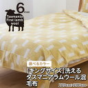 【ふるさと納税】【キングサイズ】洗えるタスマニアラムウール混毛布 220×200cm