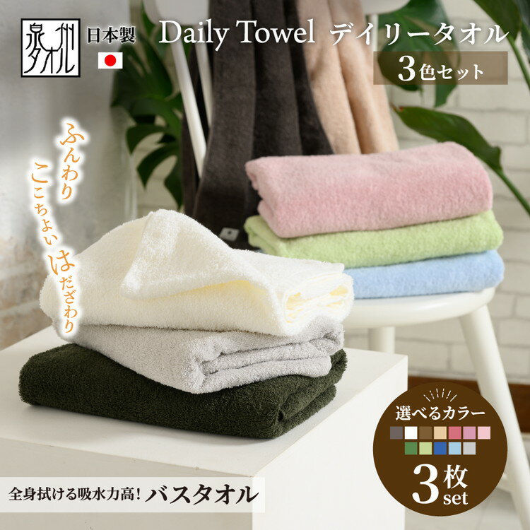 【ふるさと納税】吸水力と肌触りが自慢のデイリーユースバスタオル 3枚セット [4769-4774]